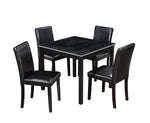 5 Piece Wooden Dining Table Set, Kitchen Table Set with a Square Table and 4 Upholstered Chairs, Wooden Dining Room Table with Crystal Decoration and Chairs Set for Kitchen, Dining Room, Black W1998S00041-djyc