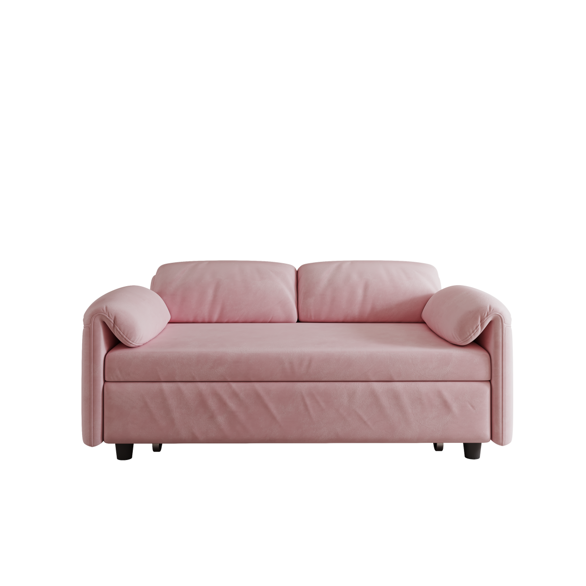 Sofa at the Forefront: 54-inch Velvet Pink Sofa Bed for Multi-purpose Living Spaces, Featuring a Retractable Bed W1278127956-djyc