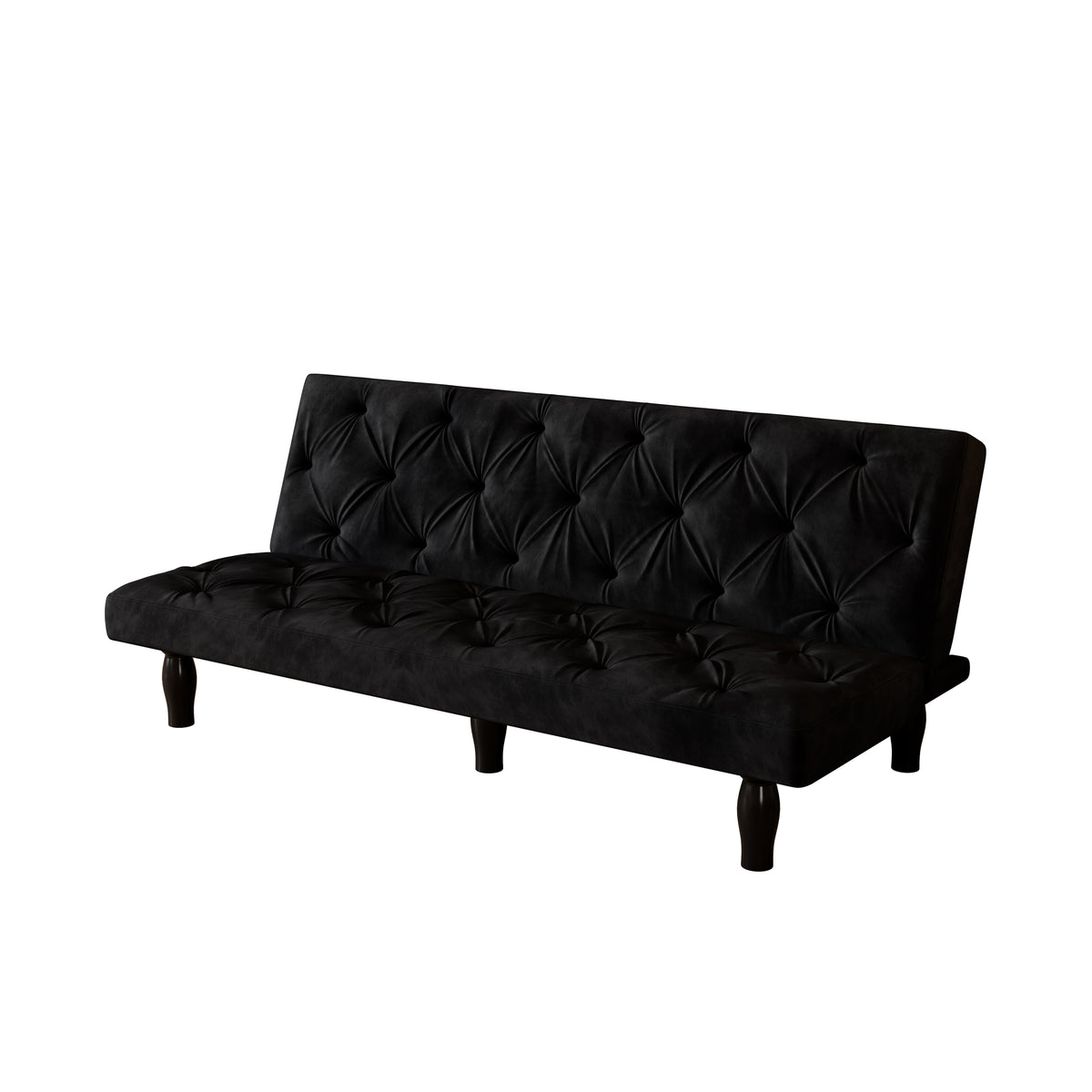 Sofa-to-Bed Evolution: 66" Black Velvet Sofa Bed Transforms Seamlessly, Ideal for Family Living Rooms, Apartments, and Bedrooms W127860390-djyc
