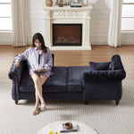 81-inch Chenille Face-to-face Chaise Lounge with Two Pillows,Nailhead trim,Button Tufted Design and Rolled Arms for Lounge, Living room and Office W834S00317-djyc