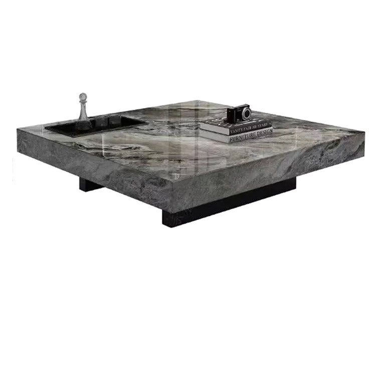 Modern Coffee Table - Ceramic Sintered Stone & Tempered Glass Design for Living Room hlkwd-4115
