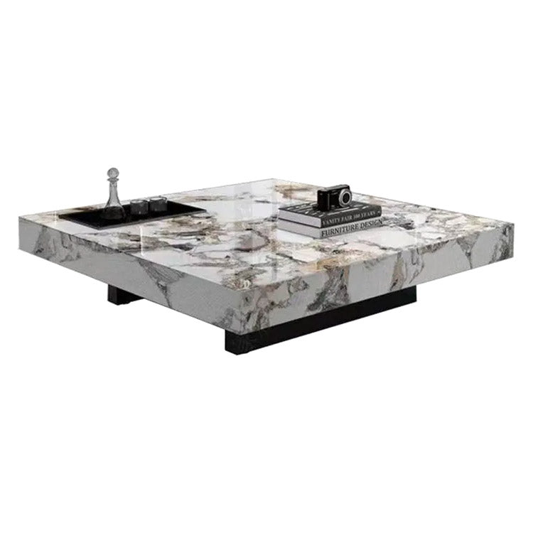Modern Coffee Table - Ceramic Sintered Stone & Tempered Glass Design for Living Room hlkwd-4115