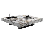 Modern Coffee Table - Ceramic Sintered Stone & Tempered Glass Design for Living Room hlkwd-4115