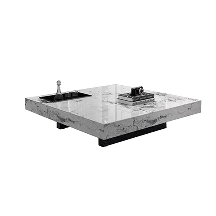 Modern Coffee Table - Ceramic Sintered Stone & Tempered Glass Design for Living Room hlkwd-4115