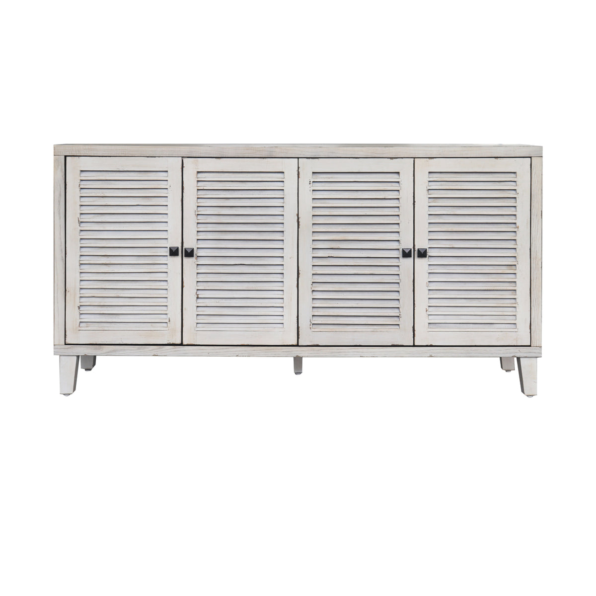 Accent Cabinet 4 Shutter Door Wooden Cabinet Sideboard Buffet Server Cabinet Storage Cabinet, for Living Room, Entryway, Hallway, Office, Kitchen and Dining Room, Distressed White W1435P153088-djyc
