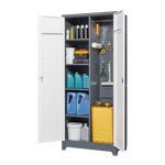 Metal Storage Cabinets,Cleaning Tool Cabinet with Locking Door, Tall Broom Tool Organizer and Storage, Large Storage Cabinet for Kitchen, Pantry, Office, Shop W328P193781-djyc