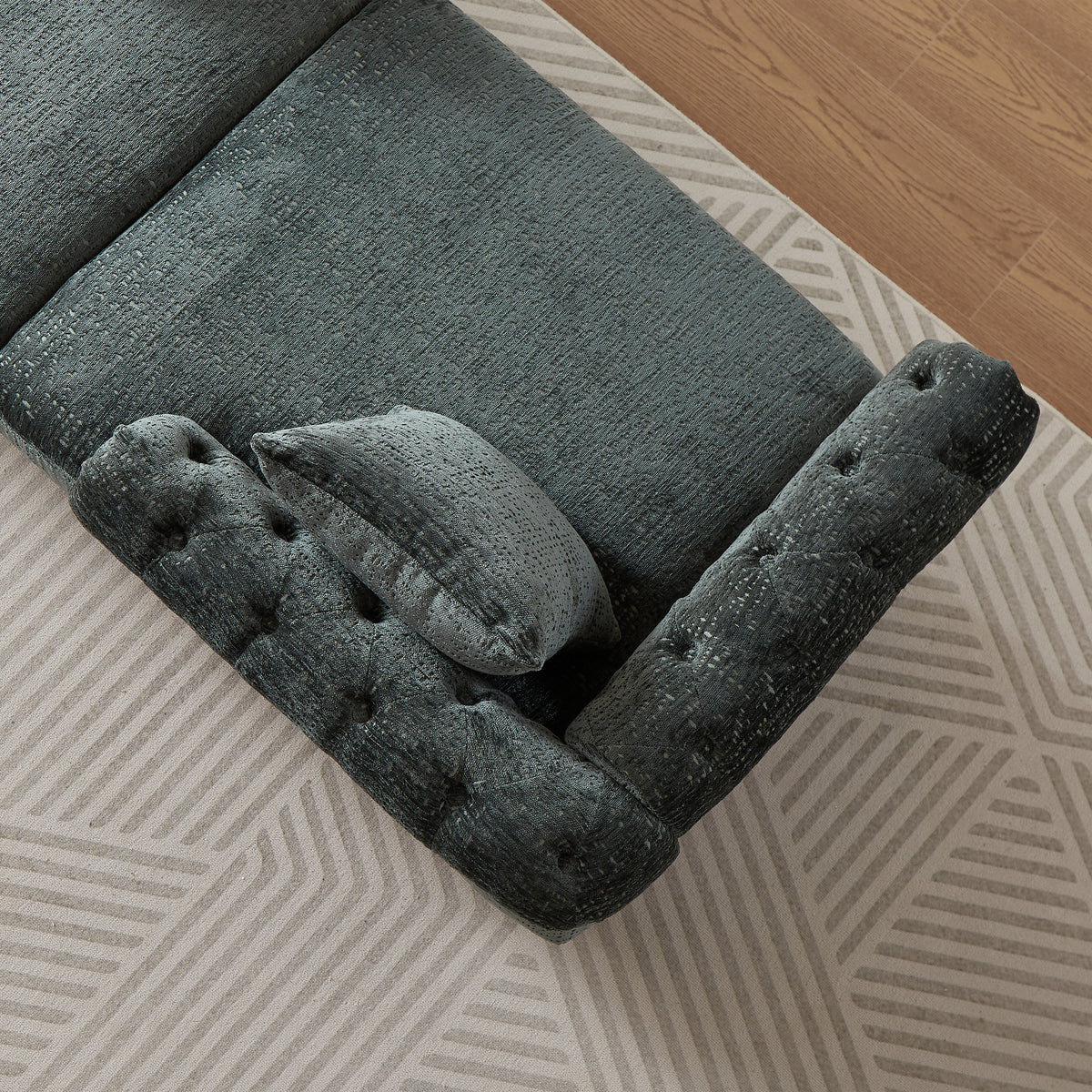 81-inch Chenille Face-to-face Chaise Lounge with Two Pillows,Nailhead trim,Button Tufted Design and Rolled Arms for Lounge, Living room and Office W834S00318-djyc