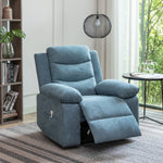 Power Recliner Chair with Adjustable Massage Function, Velvet Electric Power Chair for Elderly with One Side Pockets, Recliner Chair with Heating System for Living Room,Blue W1998120243-djyc