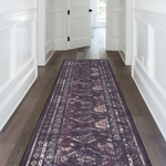 MAVAL Black Washable Rug 2'6'' x 10' Runner Rug (Black+Burgundy, 2'6'' x 10')-B189P189058