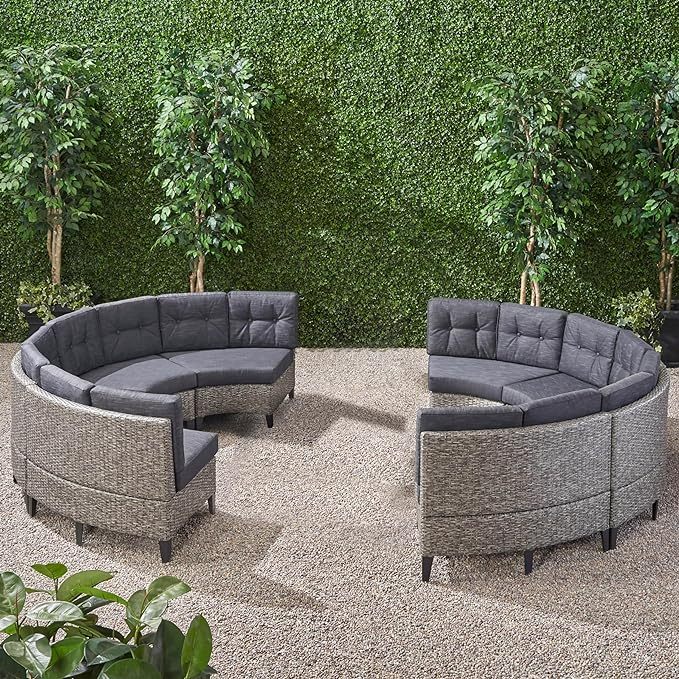 Modular Pema Outdoor 8-Seater Sofa with Water-Resistant Cushions and Customizable Design N757592638BK-djyc