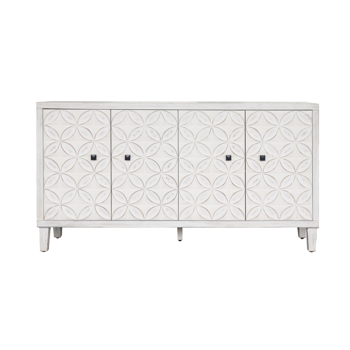 Accent Cabinet 4 Door Wooden Cabinet Sideboard Buffet Server Cabinet Storage Cabinet, for Living Room, Entryway, Hallway, Office, Kitchen and Dining Room, White Wash W1435P153086-djyc