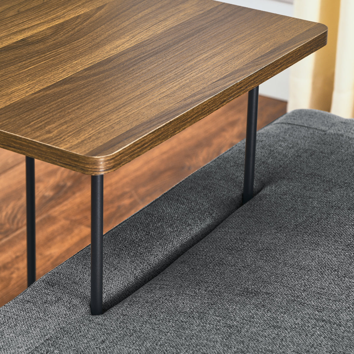 Linen Fabric 3 Seat Sofa with Two End Tables and Two Pillows, Removable Back and Armrest, Morden Style Upholstered 3-Seat Couch for Living Room W487139512-djyc