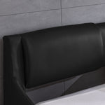 Queen Led Bed Frame Modern Faux Leather Upholstered Platform Bed Frame with RGB LED Lights and Headboard Wave Like Curve Low Profile Bed Frame,Wood Slats Support,Easy Assembly, Black W487P169716-djyc