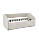 Twin Size Daybed with Trundle Upholstered Tufted Sofa Bed, Linen Fabric, Beige(82.5"x42.5"x34") W487S00174-djyc