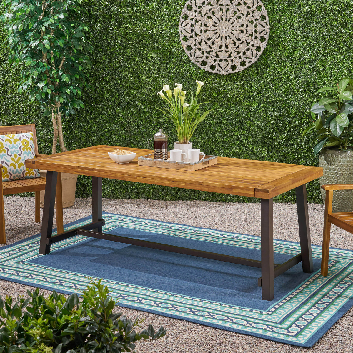 Versatile Acacia Wood Dining Table – Spacious, Durable, and Easy to Maintain for Outdoor Gatherings 65539-djyc