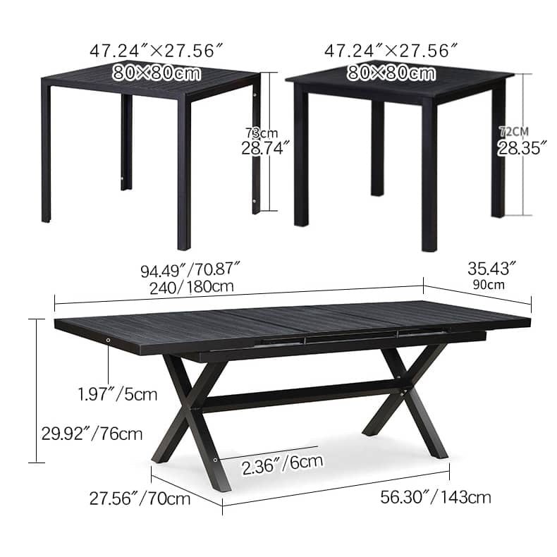 Durable Black WPC Table with Sleek Modern Design for Outdoor and Indoor Use zy-034