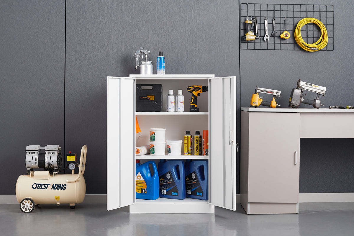 Metal Storage Cabinet with Locking Doors and Adjustable Shelf, Folding Filing Storage Cabinet , Folding Storage Locker Cabinet for Home Office,School,Garage, White W124757865-djyc