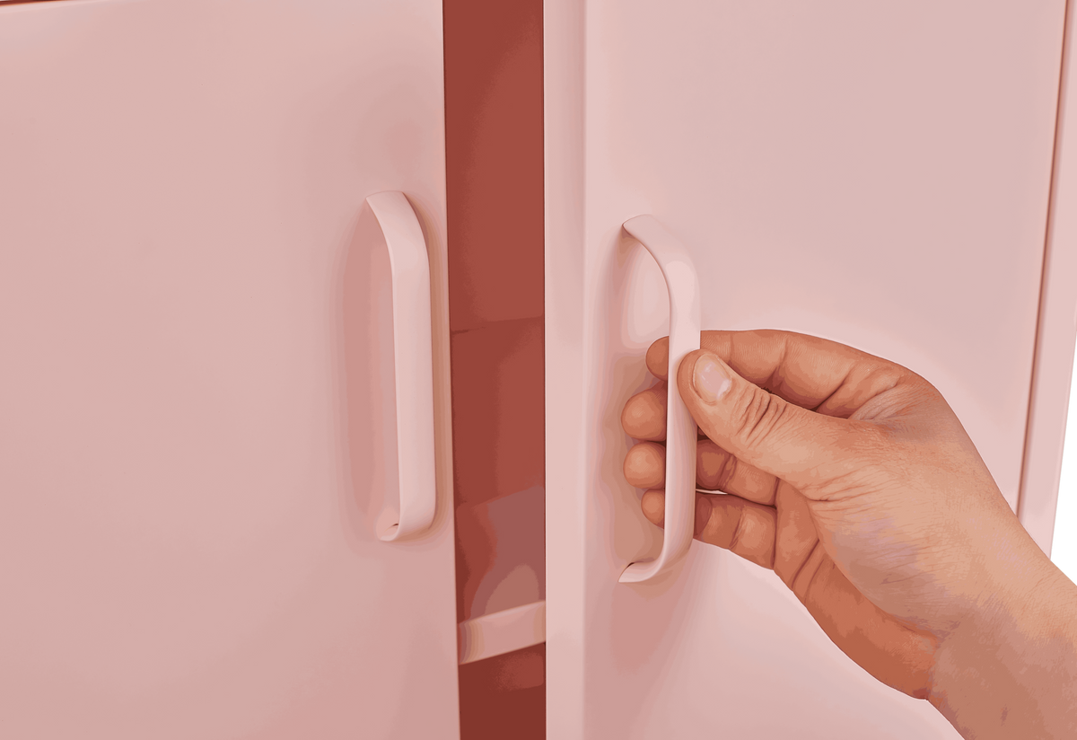 Pink Steel Double Door Cabinet with Handles, With Removable Dividers and Adjustable Height. Suitable for Living Room, Office, Bedroom, Study and Other Places. W328P195208-djyc