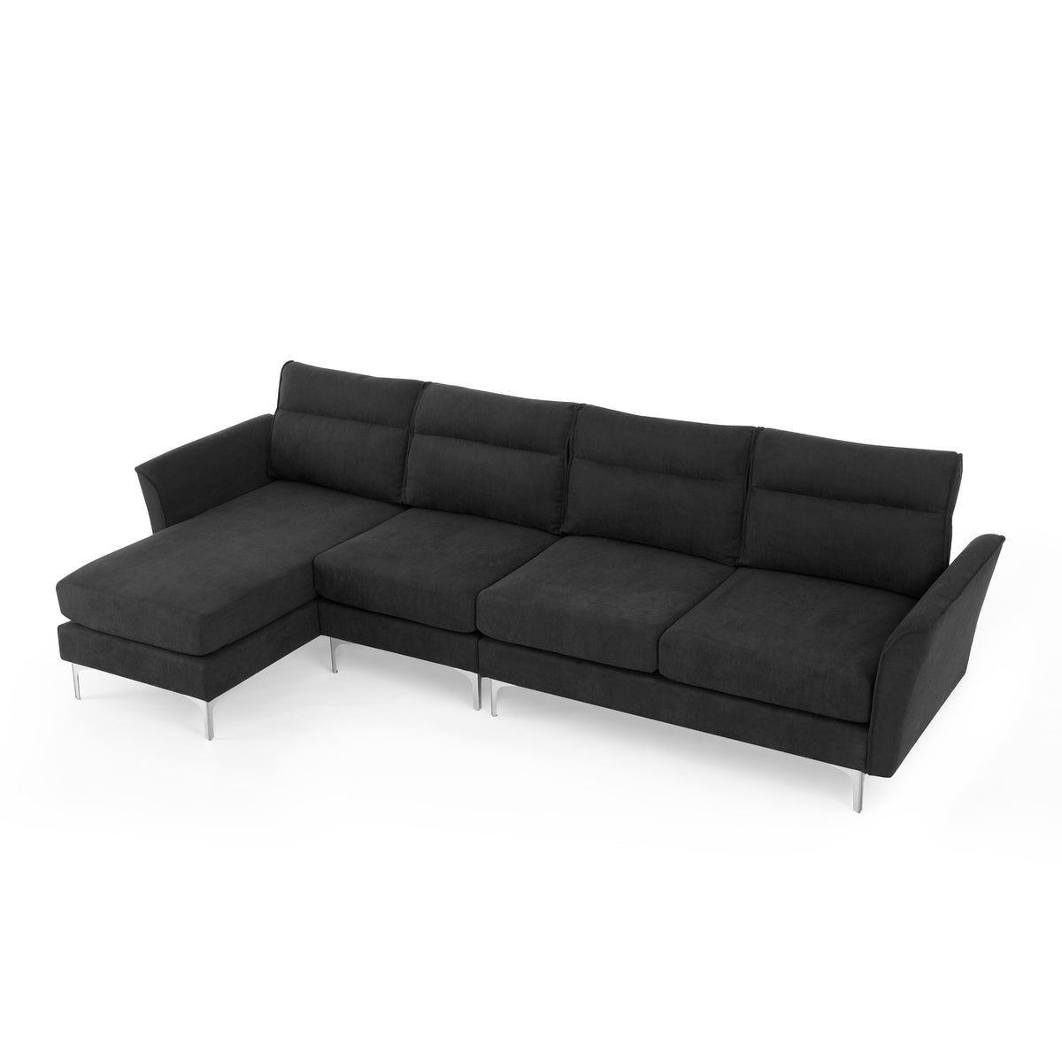 Modern Sofa 3-Seat Couch with Stainless Steel Trim and Metal Legs for Living Room,New package compression sofa technology,black W487S00233-djyc