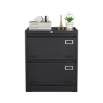 2 Drawer Metal Lateral File Cabinet with Lock,Office Vertical Files Cabinet for Home Office/Legal/Letter/A4,Locking Metal File Cabinet,Assembly Required (Black,with 2 Drawer) W1247P160450-djyc