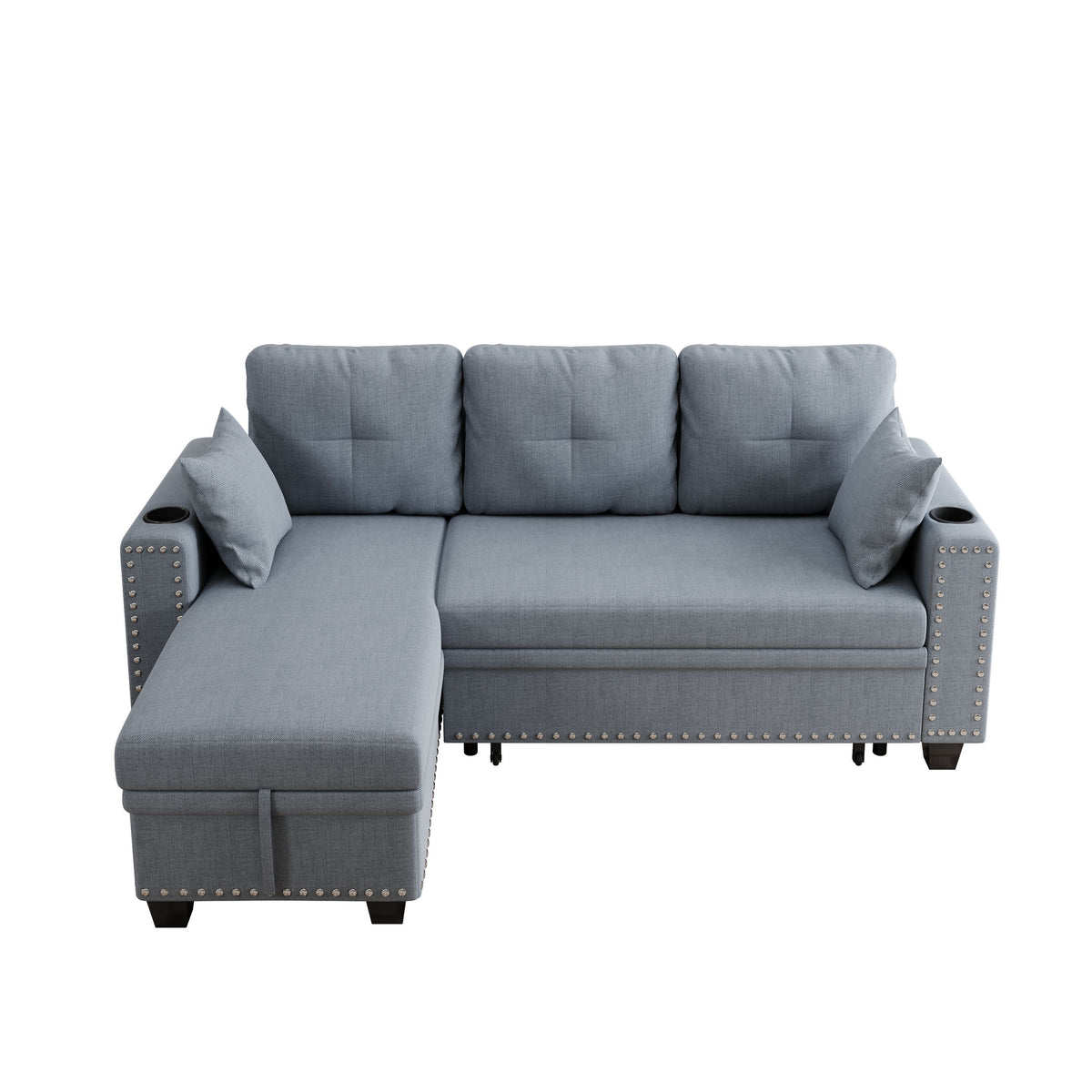 85 "multi-functional dark grey sofa. L-shaped sofa Cotton and linen sofa bed can be combined into one W1278S00008-djyc