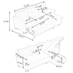 The 80-inch yellow corduroy L-shaped sofa comes with two small throw pillows that can be converted into a sofa bed for storage W1278S00029-djyc