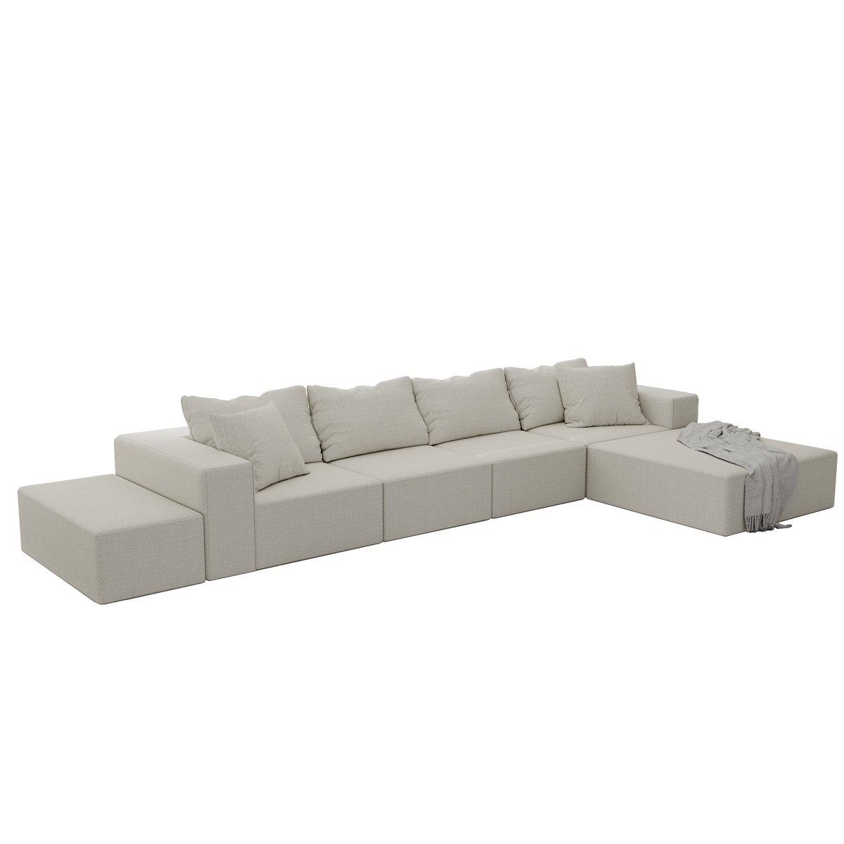 Modern Upholstered Sectional Sofa Couch Set,Modular 132" L Shaped Sectional Living Room Sofa Set With 6 Pillows,Free Combination Sofa Couch for Living Room,Bedroom W834S00311-djyc