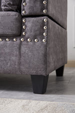 Sectional 3-Seaters Sofa with Reversible Chaise , Storage Ottoman, inlaid with copper nail ,Two Small Pillows,Grey W487S00242-djyc
