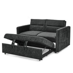 Loveseats Sofa Bed with Pull-out Bed,Adjsutable Back and Two Arm Pocket,Black (54.5"x33"x31.5") W48766865-djyc