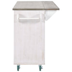 Retro Mountain Wood 47"D Kitchen Island with Drop Leaf, Farmhouse Kitchen Island on Wheels with Internal Storage Rack, Rolling Kitchen Cart with Towel Rack for Living Room, Kitchen, Dining Room(White) WF315658AAW-djyc