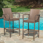Modern Bar Stool – Polyethylene Rattan & Metal Frame, Weather-Resistant, Ideal for Outdoor Spaces 57113.00MCA-djyc