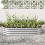 Raised Garden Bed Outdoor, Oval Large Metal Raised Planter Bed for for Plants, Vegetables, and Flowers - Silver W840101952-djyc