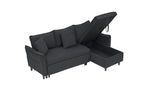 This 80-inch black corduroy L-shaped sofa comes with two small throw pillows that can be converted into a sofa bed for storage W1278S00028-djyc