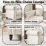 81-inch Chenille Face-to-face Chaise Lounge with Two Pillows,Nailhead trim,Button Tufted Design and Rolled Arms for Lounge, Living room and Office W834S00315-djyc