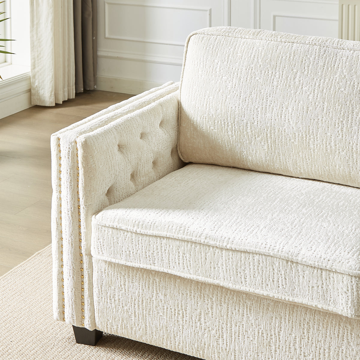 Convertible Sleeper Sofa with Memory Foam Mattress, 3-Seater Full Size Bed Couch for Living Rooms, Designed with Chenille Fabric W834S00280-djyc