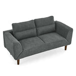 Convertible Futon Sofa Bed, Comfy Loveseat Sleeper Sofa with Adjustable Armrest, Strengthen Wood, Thick Padded Cushion, Small 2 Seater Couch for Living Room, Bedroom, Grey W487P180468-djyc