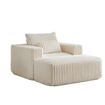 62.5-Inch Corduroy Sponge Sofa Lounge Chair with Removable footrest,No Assembly Required,Fluffy Modern Sleeper Chair for Indoor Living Room Bedroom W834P206050-djyc