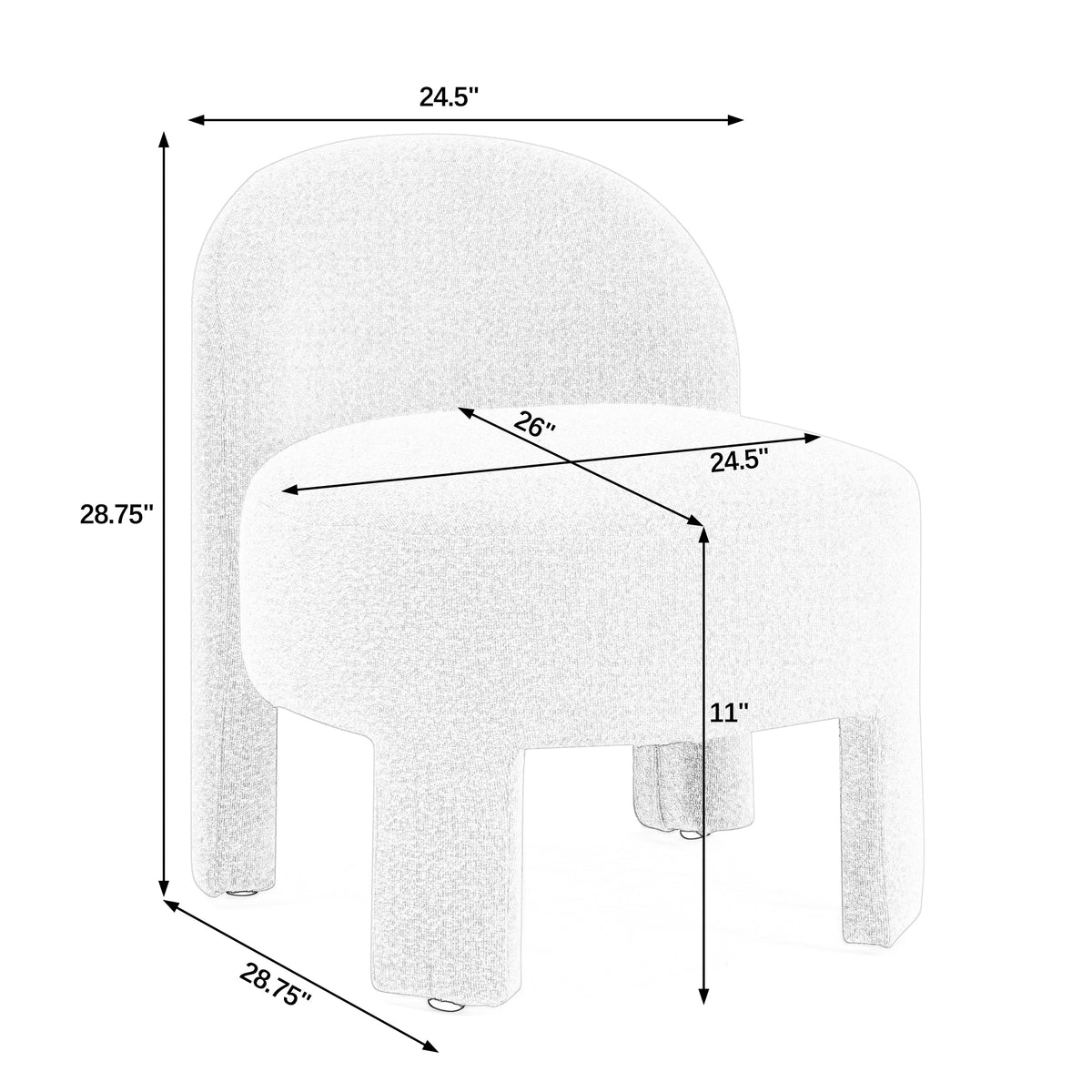 Hoop gauze lounge chair with soft cushion and backrest, need to be assembled, suitable for living room/bedroom/dining room -- BLACK(24.5"*28.75"*28.75") W487P207811-djyc