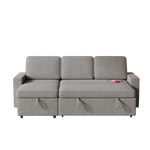 85.8" Pull Out Sleeper Sofa L-Shaped Couch Convertible Sofa Bed with Storage Chaise And Storage Racks,With USB Port And T-pyce Port W834S00268-djyc