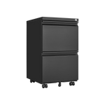 2 Drawer File Cabinet with Lock, Metal Under Desk Rolling Filing Cabinet fits Letter/Legal/A4 Size for Home Office, Mobile Filing Cabinet, Assemble Required, Black W1247125571-djyc