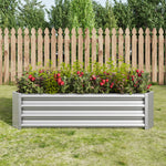 Metal Raised Garden Bed, Rectangle Raised Planter 4×2×1ftfor Flowers Plants, Vegetables HerbSilver W84091001-djyc