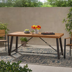 Outdoor Acacia Wood Metal Base Dining Table, Teak 57239-djyc