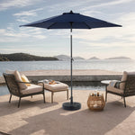 9FT Outdoor Patio Umbrella Outdoor Table Umbrella with Push Button Tilt and Crank, Market Umbrella 6 Sturdy Ribs , Deck, Backyard, Pool (Base Not Included) - (Navy blue ) W640P234565-djyc