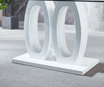Modern Design MDF Dining Table with White Finish, Clear Glass Top, For 6 People W1241S00012-djyc