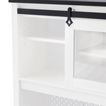 K&K 71" Farmhosue Pantry Bar Cabinet with Internal Storage Rack,Kitchen Cabinet with Hutch,Sliding Door,Power Outlet,Pegboard,Wine & Glasses Rack,3 Drawers,Rustic Coffee Bar Storage Cabinet,White Oak N707S000008W-djyc