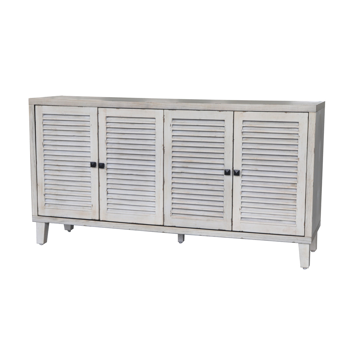 Accent Cabinet 4 Shutter Door Wooden Cabinet Sideboard Buffet Server Cabinet Storage Cabinet, for Living Room, Entryway, Hallway, Office, Kitchen and Dining Room, Distressed White W1435P153088-djyc
