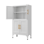 White Metal Kitchen Storage Cabinet, Kitchen Pantry Storage Cabinet with Doors and Shelves, Storage Cabinet with Adjustable Leveling Foot for Kitchen, Living Room and Dining Room W W328P194192-djyc
