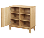 Buffet Cabinet with Storage,Storage Cabinet with Natural Rattan Decorated Doors,Rattan Cabinet with Adjustable Shelf,Sideboard for Living Room,Kitchen,Hallway,1 doors, shelf with storage, Natural W1998128703-djyc