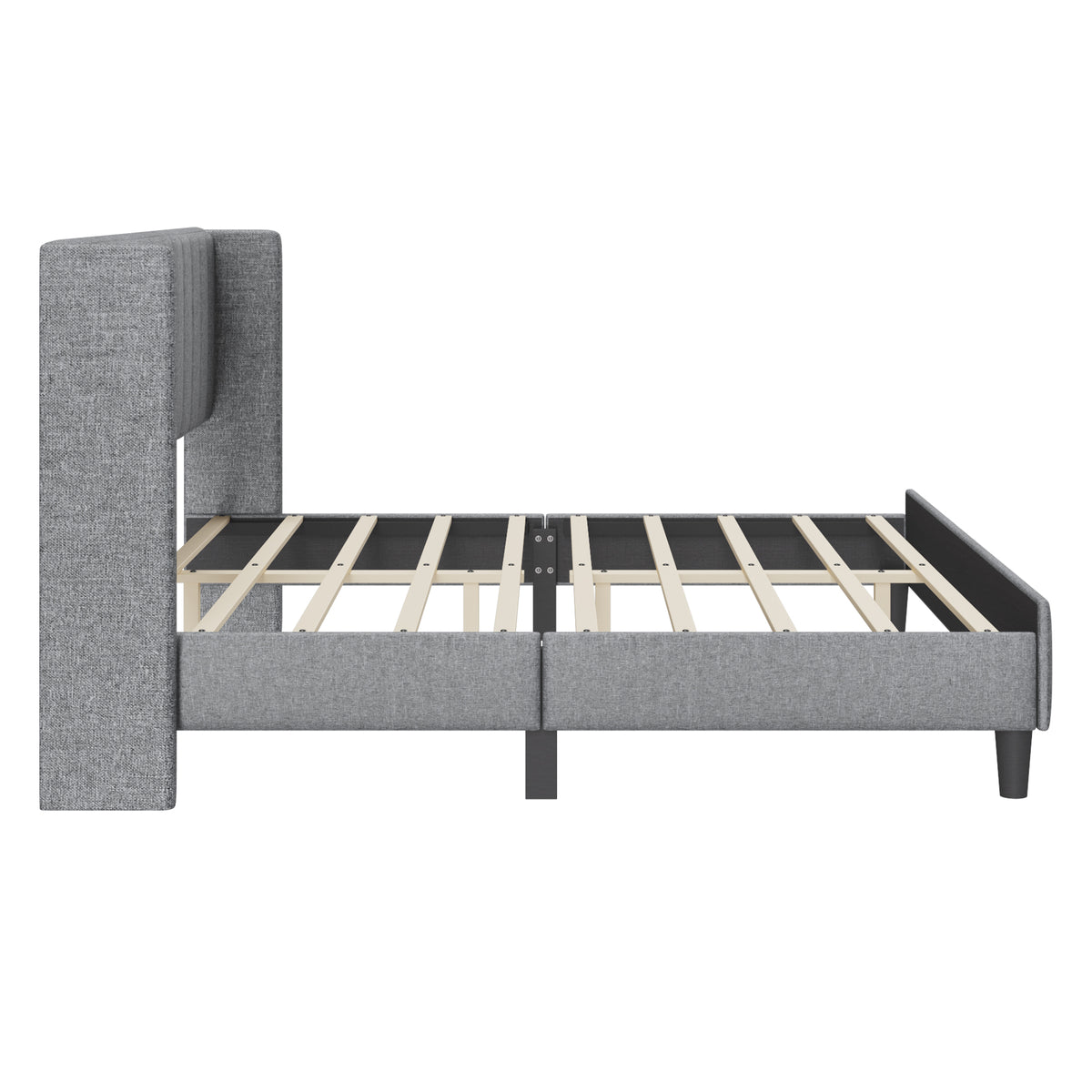 King size Upholstered Platform Bed Frame with Headboard, Mattress Foundation, Wood Slat Support, Quiet, no Box Spring Needed, Easy to Assemble Light Grey W1793140460-djyc