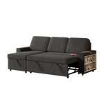 85.8" Pull Out Sleeper Sofa L-Shaped Couch Convertible Sofa Bed with Storage Chaise And Storage Racks,With USB Port And T-pyce Port W834S00265-djyc
